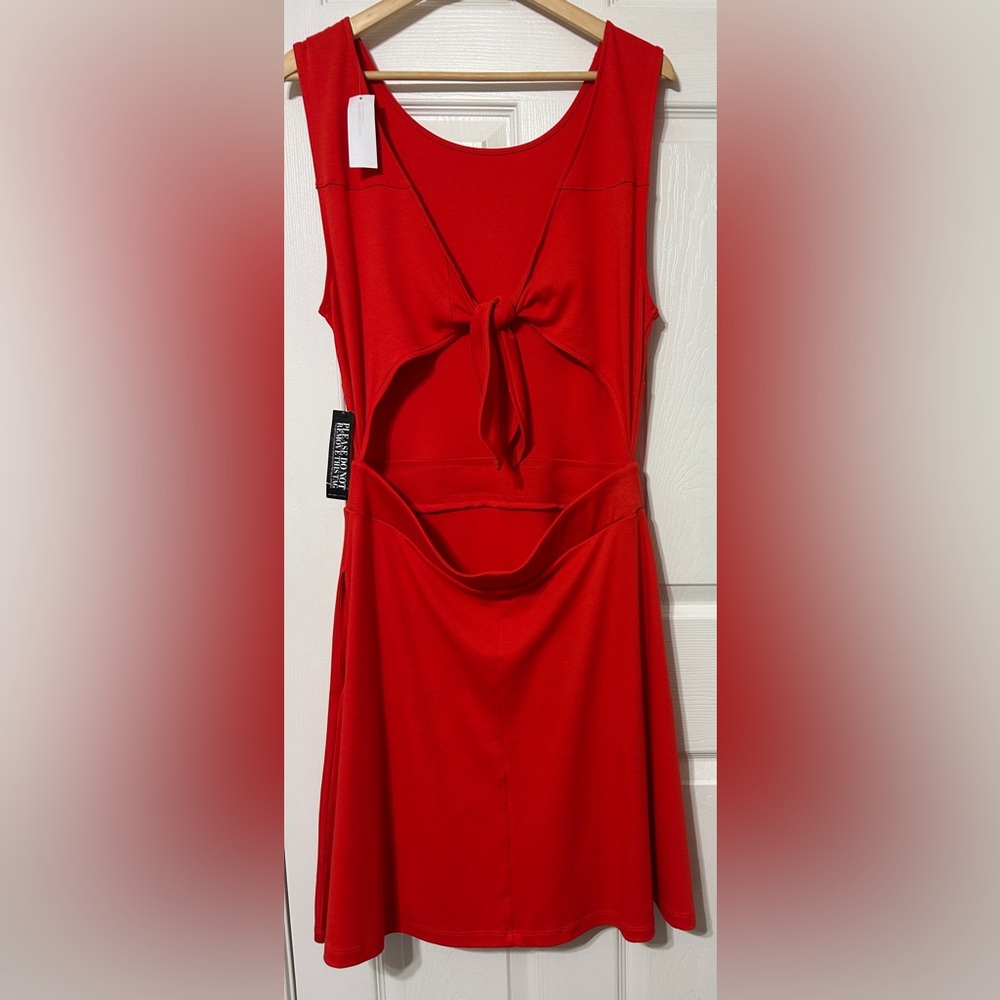 New York & Co Women’s Red Dress Open Back Cotton Knit Sleeveless NWT Size L - Picture 7 of 8